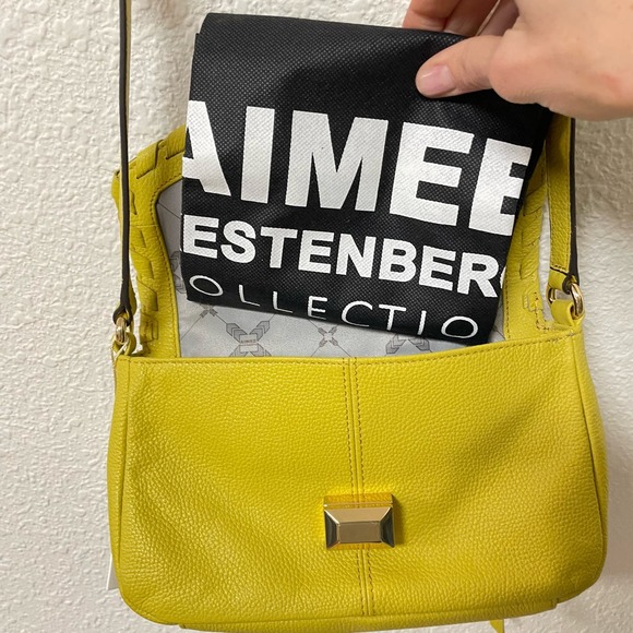 NWT Aimee Kestenberg Pebble Leather Yellow Crossbody Bag - Picture 8 of 13